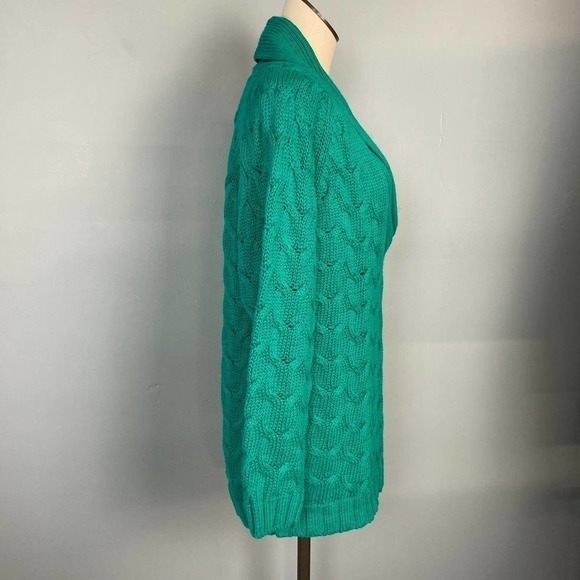 𝅺vintage Marsh Landing Cable Knit Shawl Collar Sweater Women's Size S Oversized - Picture 4 of 11